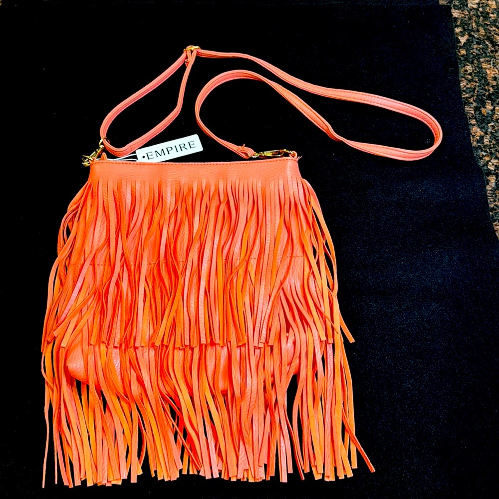 BNWT Pinkish Salmon colored fringe crossbody  bag